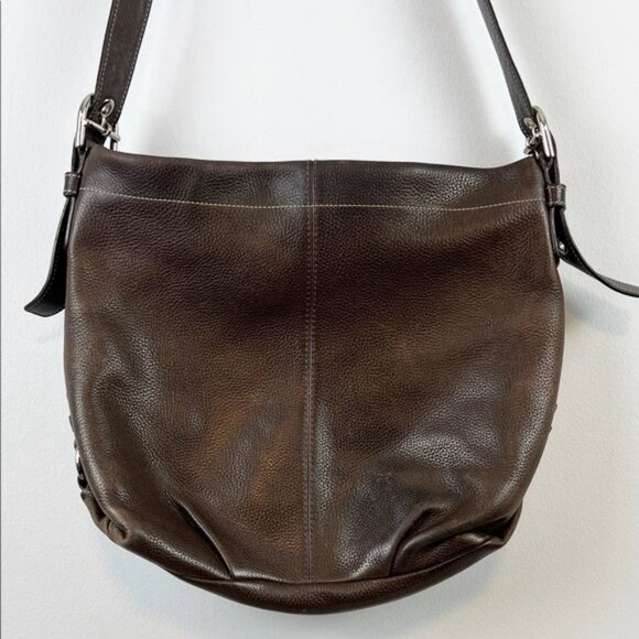 Coach Brown Thick Pebbled Leather Soho Buckle Convertible Crossbody Shoulder Bag - Picture 2 of 16
